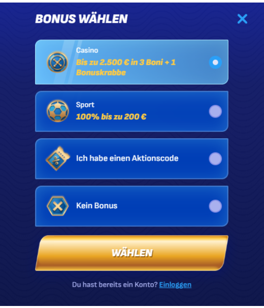 Wonaco Registrierung